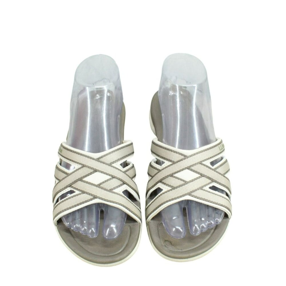 Ll Bean Boothbay Cream Nylon Slip On Comfort Casual Slide Sandals Size 7 M View 3